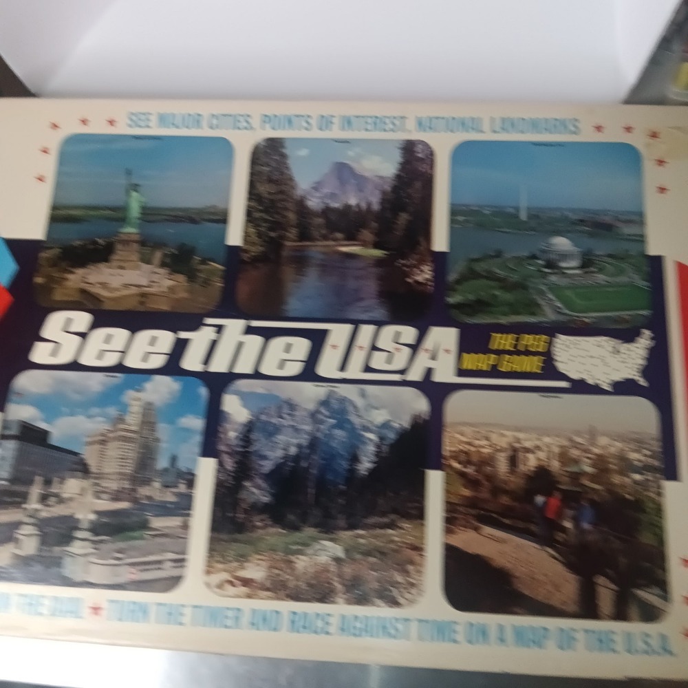 Vintage 1968 Cadaco See The USA Board‎ Game Map Pegs Timer Complete Educational